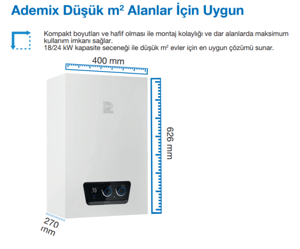 DemirDöküm Ademix P 28/28 Tam Yoğuşmalı Kombi